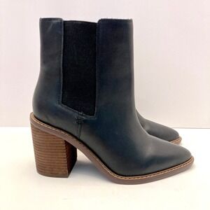 Crown Vintage Pimmy Chelsea Bootie Black Leather Womens 9 WIDE EU 40 Heel